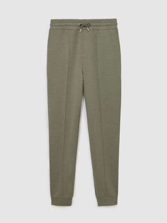 Reiss Dark Sage Green Stretch-jersey Tailored Joggers, Xxl