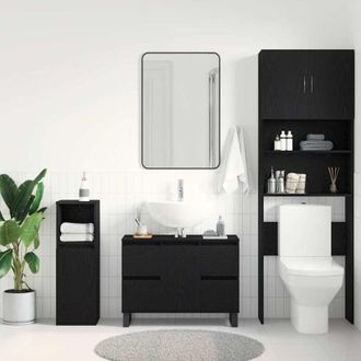 vidaXL Mobile da Bagno Rovere nero 80 x 33 x 60 cm Legno multistrato - Vidaxl