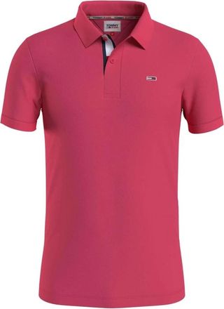 Tommy Jeans Roze Katoenen Polo Shirt Slim Fit - Heren - Polos - Roze - 2XL - Katoen - Tops