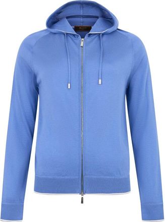 Moorer Sweatshirt van gebreid materiaal met rits en capuchon - Dames - Vesten met rits - Blauw - XS - Katoen - Hoodies & sweatvesten
