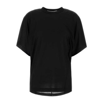 Carven T-Shirts, female, Black, Size: XS Silk-jersey T-shirt