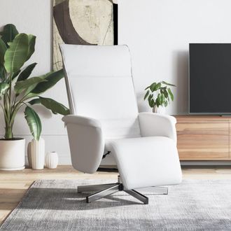vidaXL Sill&oacute;n Reclinable Con Reposapi&eacute;s Cuero Sint&eacute;tico Blanco Vidaxl