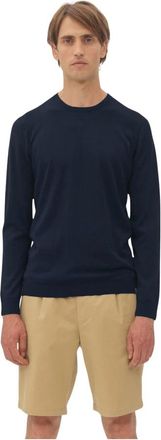 Nowadays Silk Crew Neck Sweater - Heren - Ronde hals truien - Blauw - M - Katoen - Truien & Vesten