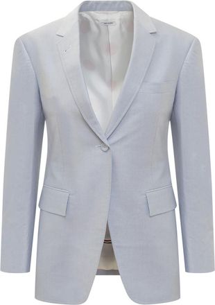 Thom Browne Blue Solid Notched Lapel Blazer