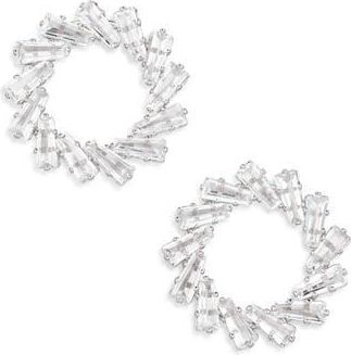 Tasha Baguette Crystal Open Earrings in Silver at Nordstrom Rack