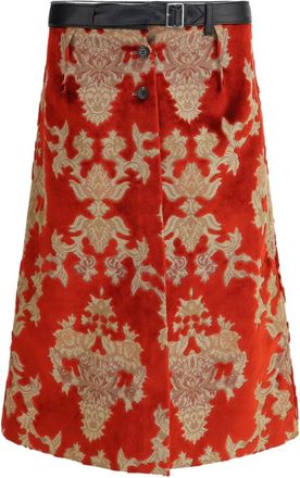 Undercover leather-trimmed skirt - Red