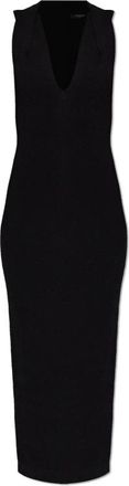 Balmain Jurk met een diepe V-hals - Dames - Casual kleedjes - Zwart - M - Polyester - Kleedjes