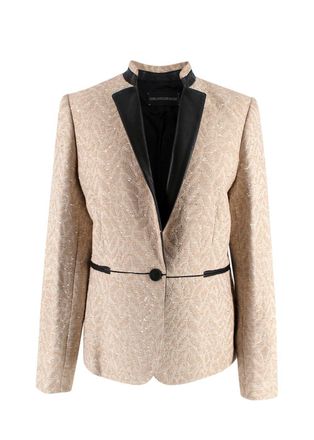 Zadig&Voltaire Deluxe Leather Trim Gold Blazer Size XS