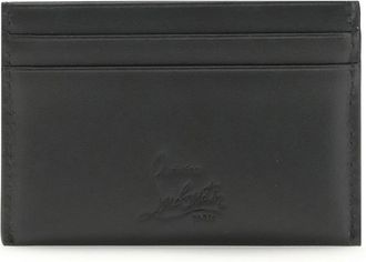 Christian Louboutin Womens Bettina Card Holder Black-Gold Calf Leather Bos Taurus Wallet Black/gold