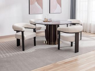 Pascal Morabito Sedia con braccioli in Tessuto bouclette e Legno di hevea Bianco e Nero - LIVELIA