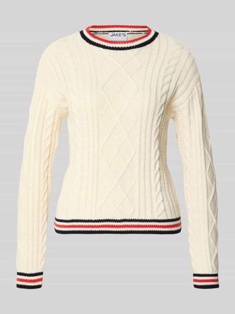 Jake*s Casual Strickpullover mit Zopfmuster in Ecru, Gr&ouml;&szlig;e XXL