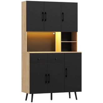 HOMCOM Alacena de cocina 100x40x176 cm negro y roble