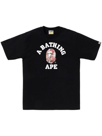 A Bathing Ape Bleach BAPE Check College T-shirt - Black