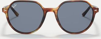 Ray-Ban Thalia - Occhiali da sole squadrati color Havana a righe con lenti blu-Marrone