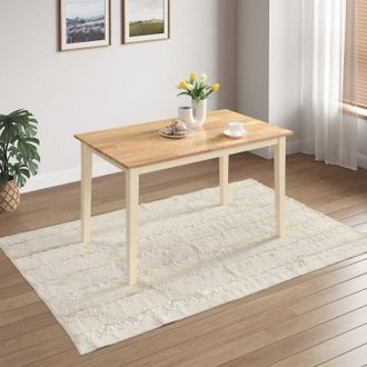 Furniturebox Salcombe Small Rectangular Solid Wood Dining Table With Cream Legs & Oak Effect Top in Light Oak