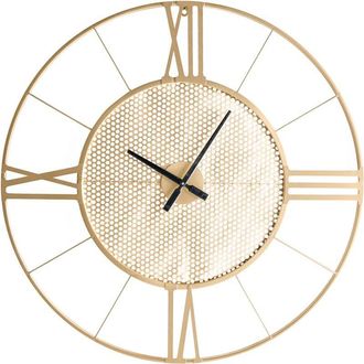 Beliani Reloj De Pared Moderno Colgante Estilo Industrial Escandinavo Marco De Metal Dorado Blamere