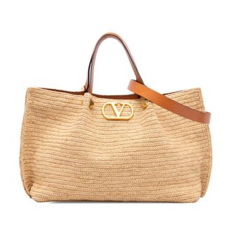 Valentino Pre-owned Valentino Medium Raffia VLogo Tote Ladies FBBR82AG1ZRNTIZ1