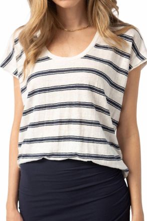 Frame Denim Easy Scoop Tee In Blanc Multi