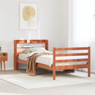 vidaXL Vidaxl - Cama Sin Colch&oacute;n Madera Maciza De Pino Marr&oacute;n Cera 100x200 Cm
