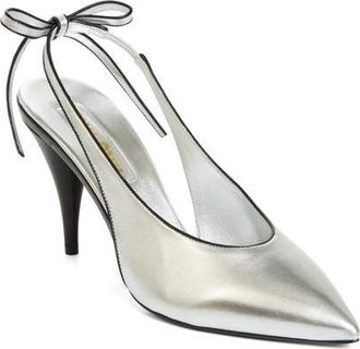 Miu Miu Pointed Toe Slingback Pump in Argento/Nero at Nordstrom, Size 10.5Us