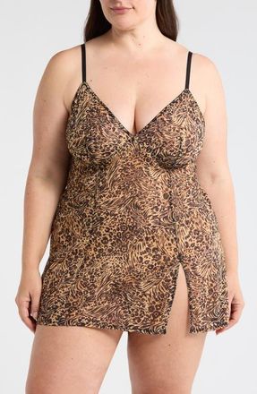 Savage x Fenty Signature Script Slip in Caramel Beige Savage Instincts at Nordstrom, Size X-Small