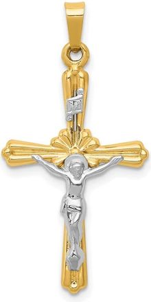 Diamond2Deal 14k Two-tone Gold Polished Inri Crucifix Pendant