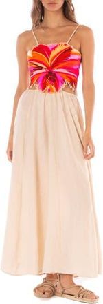Maaji Boho Sunrise Owen Linen Cover-Up Maxi Dress in Beige Overflow at Nordstrom Rack, Size Medium