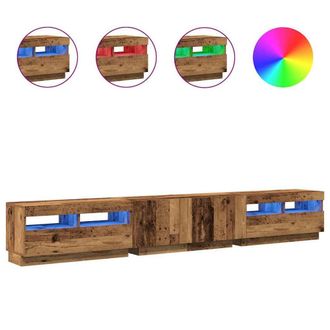 Berkfield Home TV Cabinet with LED Lights Old Wood 260x35x40 cm Engineered Wood in Brown | Size: 260 x 35 x 40 cm