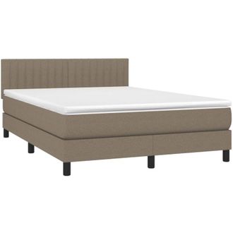 vidaXL Vidaxl - Cama Box Spring Colch&oacute;n Y Luces Led Tela Gris Taupe 140x190 Cm