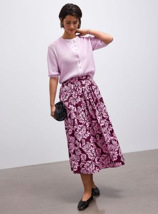 Contemporaine Womens Patterned poplin flared skirt