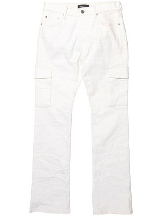 Purple P004 cargo flared jeans - White