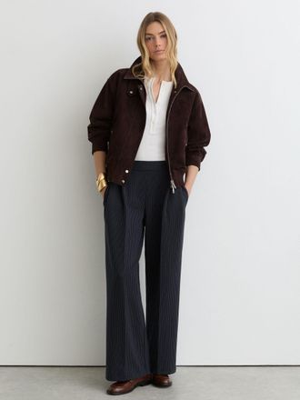 Reiss Navy Pinstripe Wide-leg Joggers, Xsl