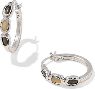 Kendra Scott Mini Elisa Hoop Womens Earrings Earring Vintage Silver Black Mix, Brass