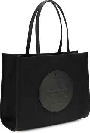 Tory Burch Tonal Logo Emblem Tote Bag - Black