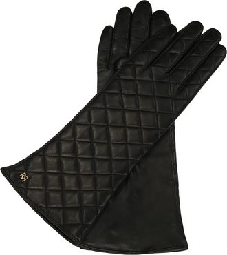 Kazar Zwarte leren handschoenen met verlengd profiel - Dames - Handschoenen - Zwart - L - Leer - Accessoires