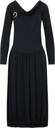 Lanvin Cowl Neck Gathered Midi Dress - Dames - Casual kleedjes - Zwart - XS - Kleedjes