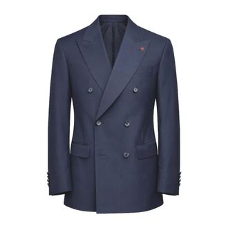 Roy Robson Formal Blazers, male, Blue, Size: 2XL Slim Fit Doppiopetto Blazer