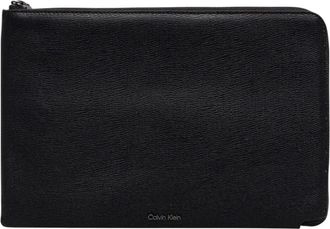 Calvin Klein Tassen, Heren, Zwart, ONE Size, Saffiano Polsband Portemonnee Ritszakje