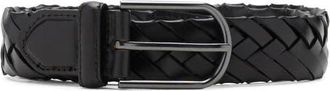 Mango Braided Leather Belt in Dark Brown at Nordstrom, Size Medium