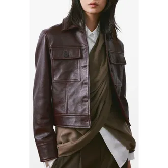 Mango Chaqueta Saint Leather Jacket in Burgundy at Nordstrom, Size Xx-Small