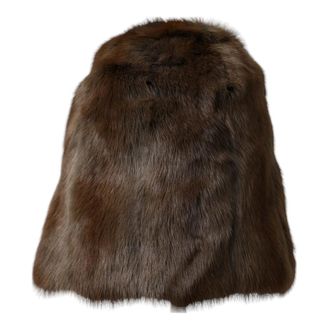 Dolce & Gabbana Bruine Wezel Bont Kasjmier Beanie Muts - Dames - Hoeden - Bruin - ONE Size - Kasjmier - Accessoires