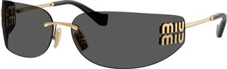 Miu Miu Sunglasses, unisex, Yellow, Size: ONE SIZE MU A51S Rimless Shield Sunglasses