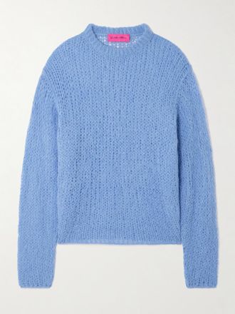 The Elder Statesman Pullover In Misto Alpaca Spazzolato Thistle - Blu