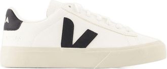Veja Womens Campo Sneakers Veja Leather White-Black Calfskin Shoes