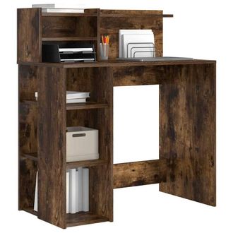 Berkfield Home Modern Desk with Storage Smoked Oak 90x48x101.5 cm Engineered Wood in Brown