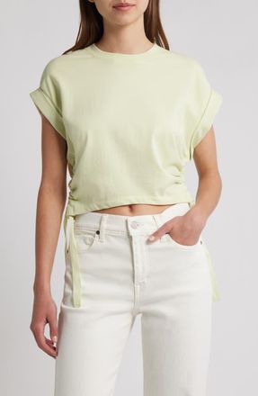 AllSaints Mira Ruched Cotton T-Shirt in Jade Green at Nordstrom, Size Small