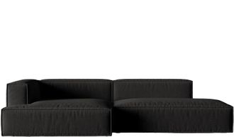 MICADONI Modulares 4-Sitzer Design Ecksofa Nuria mit Ottomane rechts - Strukturstoff