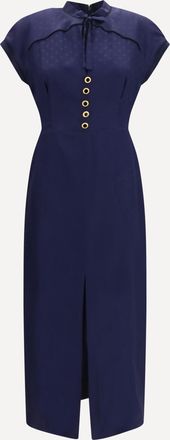 Alessandra Rich Silk midi Dress with buttons and contrast piping Female 42