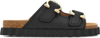 Ferragamo Gancini buckle sandals - women - CALFSKIN/Lamb Skin/Rubber/Calf Suede - 10C - Black