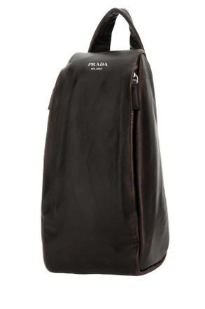 Prada Mens Dark Brown Nappa Leather Backpack Moro Zaini
